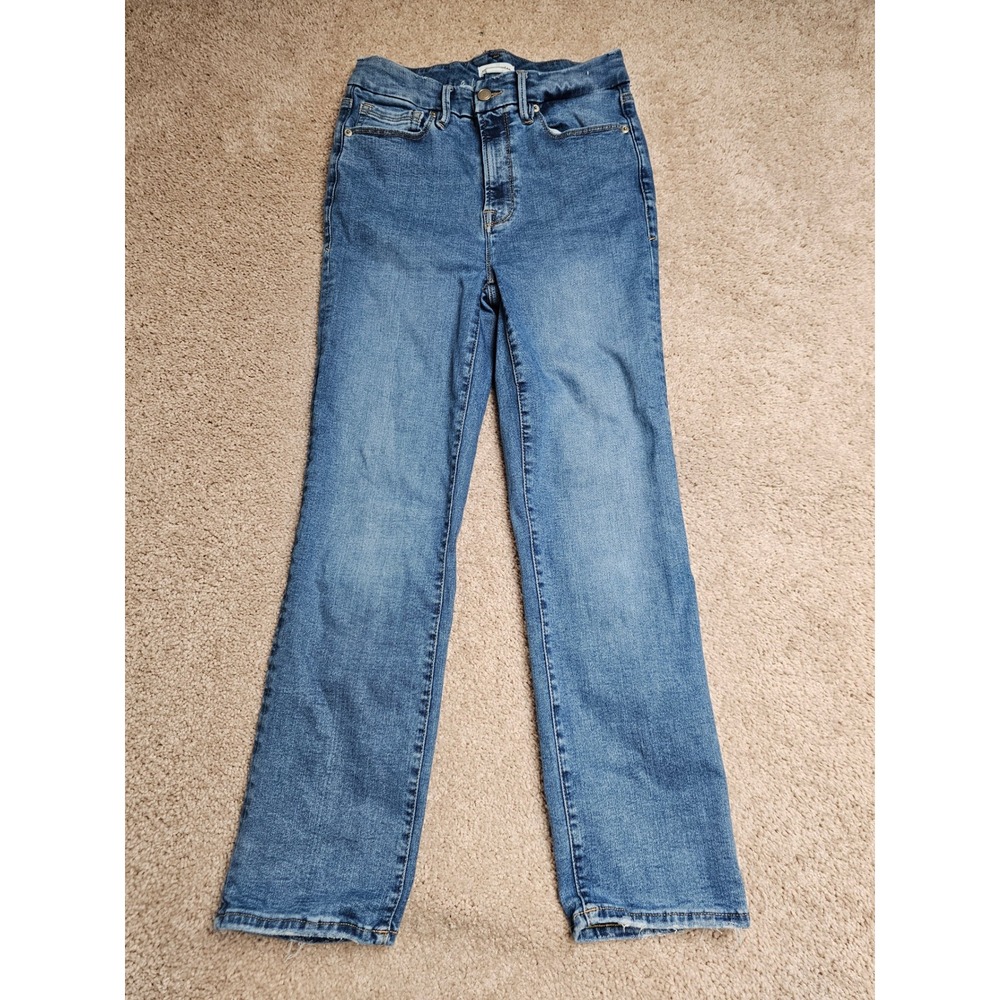 Good American Always Fits Good Legs Straight Jeans Indigo316 GLAF478T Size 6-12